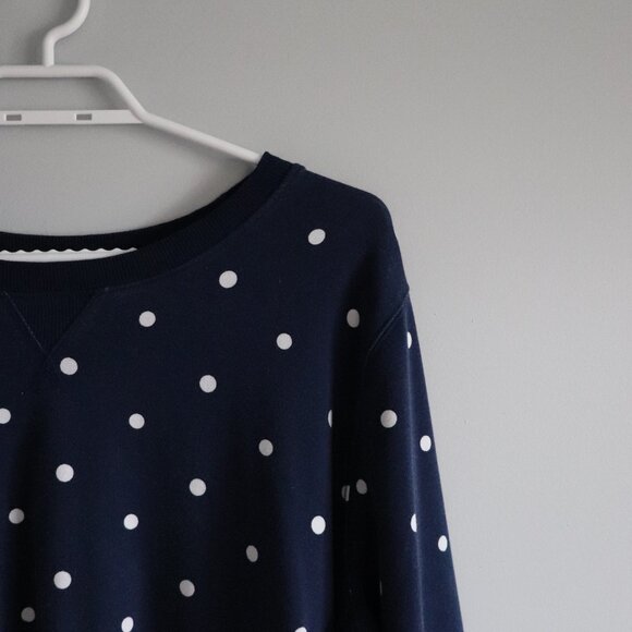 St. John's Bay Women's Blue Sz XL Classic Pull On‎ Crewneck Polka Dot Sweatshirt - Picture 6 of 9
